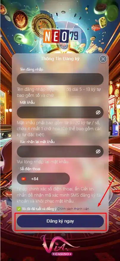 Điền thông tin đăng ký